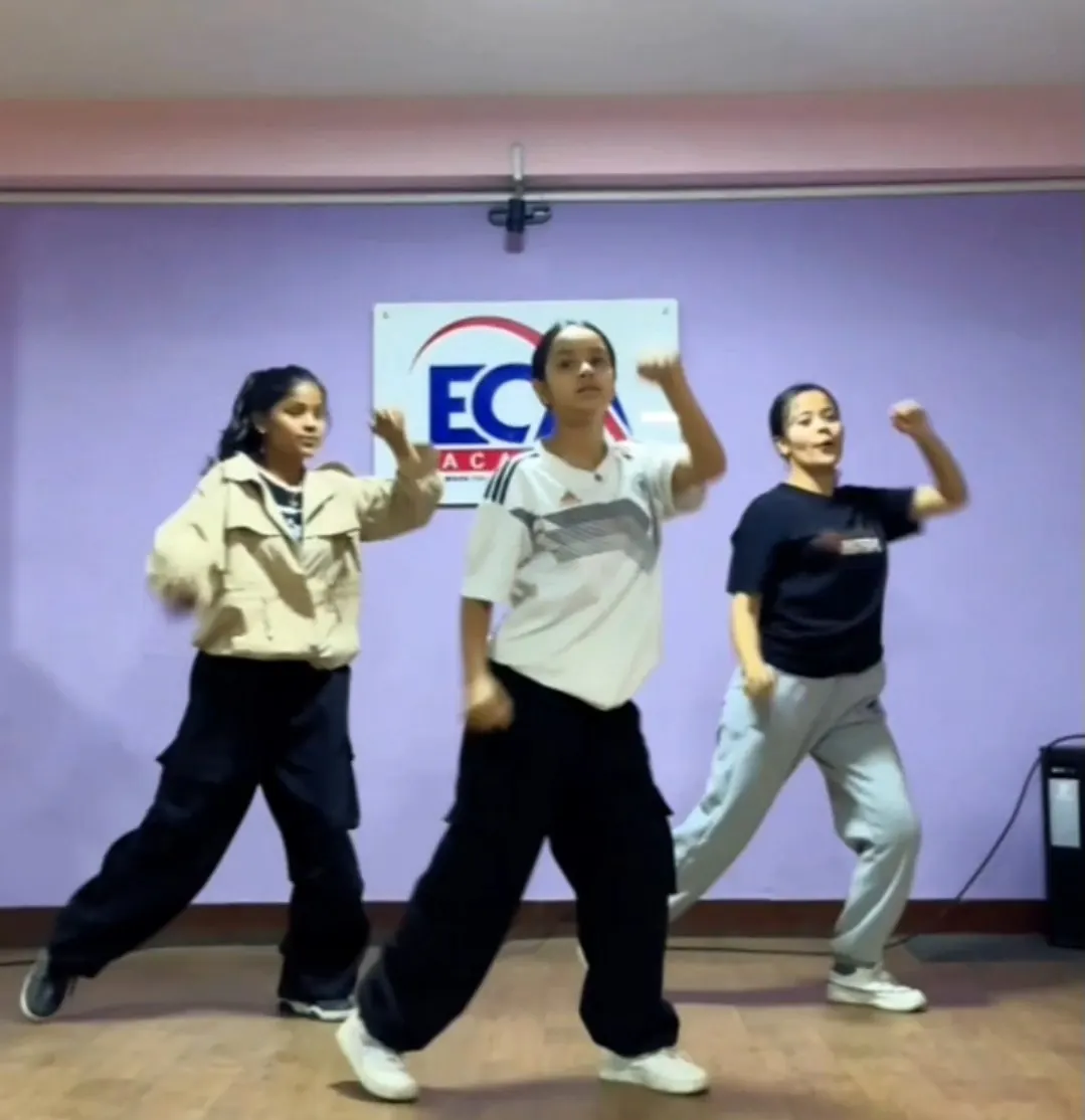 ECA Dance Crew rehearsing in the academy hall