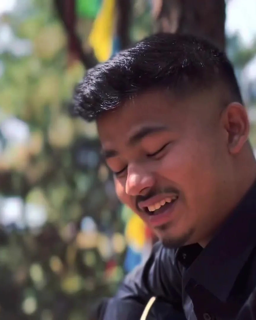 Samir Pariyar singing, from the Daju Bhai Studio video Tere Hawale